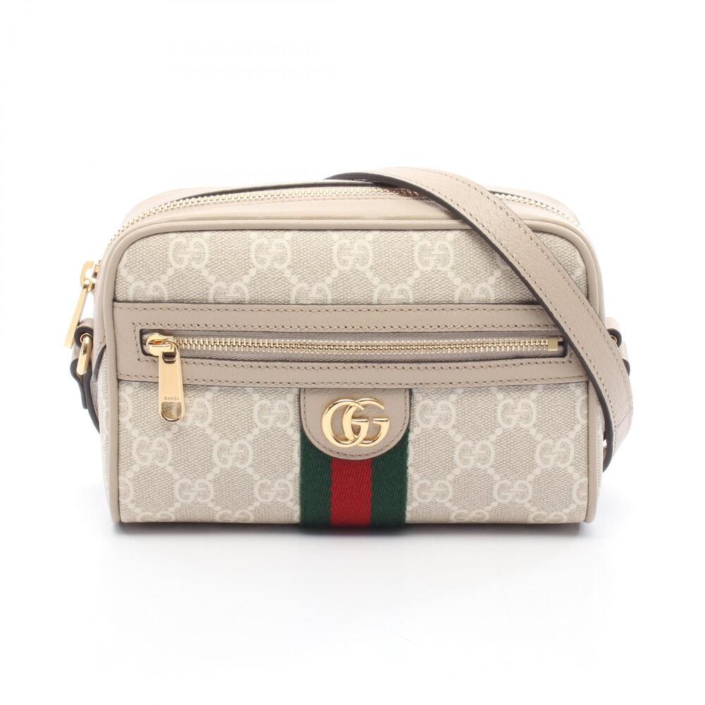 Gucci Ophidia GG Supreme Shoulder Bag Canvas Leather Beige Green Red